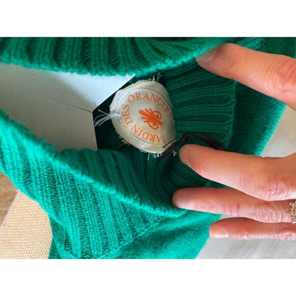 100% Cashmere Jardin Des Orangers Mockneck Sweater XS Emerald Green - Picture 10 of 11